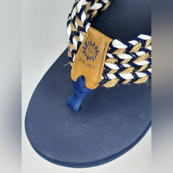Yellow Box Fida Flip Flops Navy Wide Strap Sandals Boho Sz 10 - Picture 8 of 9